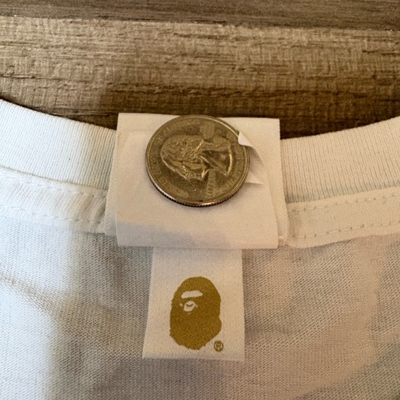 Bape White Short Sleeve Tee with Brown Logo size L - Picture 6 of 9